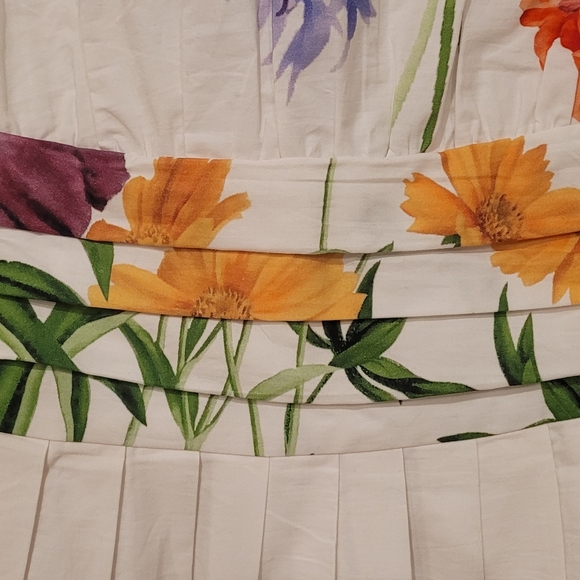 eShakti custom white background multi color floral summer dress, small. - Picture 2 of 8